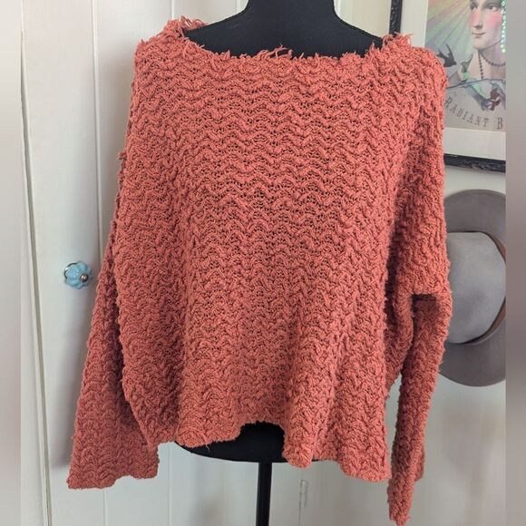 Free People Chunky Knit Sweater S Boho Preppy Cottagecore Prairie Granny Chic - Picture 1 of 11